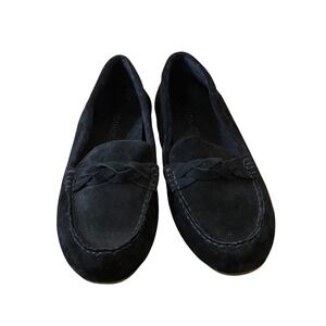 Vionic Montara Black Suede Leather Braided Loafer Comfort Slip On Shoes